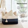 image:imageOIAHOMY 108L Super Large Blanket Basket 25x16x16108L Rectangle Woven Baskets for Storage Cotton Rope Basket For Living Room Toy Storage with Handle Gradient Dark BrownGradient Blue