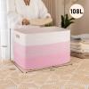 image:imageOIAHOMY 108L Super Large Blanket Basket 25x16x16108L Rectangle Woven Baskets for Storage Cotton Rope Basket For Living Room Toy Storage with Handle Gradient Dark BrownPinkWhite