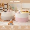 image:imageOIAHOMY 90L XXXLarge Blanket Basket for Living Room 217 x 138 Woven Cotton Rope Laundry Basket for Organizing Pillows Decorative Stuffed Animal Toy Storage Bin for Nursery White and Linen BrownBlack and White