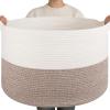 image:imageOIAHOMY 90L XXXLarge Blanket Basket for Living Room 217 x 138 Woven Cotton Rope Laundry Basket for Organizing Pillows Decorative Stuffed Animal Toy Storage Bin for Nursery White and Linen BrownWhite and Linen Brown