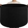 image:imageOIAHOMY 90L XXXLarge Blanket Basket for Living Room 217 x 138 Woven Cotton Rope Laundry Basket for Organizing Pillows Decorative Stuffed Animal Toy Storage Bin for Nursery White and Linen BrownBlack