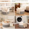 image:imageOIAHOMY 90L XXXLarge Blanket Basket for Living Room 217 x 138 Woven Cotton Rope Laundry Basket for Organizing Pillows Decorative Stuffed Animal Toy Storage Bin for Nursery White and Linen BrownWhite and Light Grey
