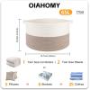 image:imageOIAHOMY 90L XXXLarge Blanket Basket for Living Room 217 x 138 Woven Cotton Rope Laundry Basket for Organizing Pillows Decorative Stuffed Animal Toy Storage Bin for Nursery White and Linen BrownWhite and Linen Brown