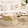 image:imageOIAHOMY 90L XXXLarge Blanket Basket for Living Room 217 x 138 Woven Cotton Rope Laundry Basket for Organizing Pillows Decorative Stuffed Animal Toy Storage Bin for Nursery White and Linen BrownJute and White