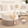 image:imageOIAHOMY 90L XXXLarge Blanket Basket for Living Room 217 x 138 Woven Cotton Rope Laundry Basket for Organizing Pillows Decorative Stuffed Animal Toy Storage Bin for Nursery White and Linen BrownWhite and Linen Brown