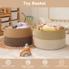 image:imageOIAHOMY 90L XXXLarge Blanket Basket for Living Room 217 x 138 Woven Cotton Rope Laundry Basket for Organizing Pillows Decorative Stuffed Animal Toy Storage Bin for Nursery White and Linen BrownJute and White