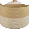 image:imageOIAHOMY 90L XXXLarge Blanket Basket for Living Room 217 x 138 Woven Cotton Rope Laundry Basket for Organizing Pillows Decorative Stuffed Animal Toy Storage Bin for Nursery White and Linen BrownJute and White