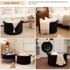 image:imageOIAHOMY 90L XXXLarge Blanket Basket for Living Room 217 x 138 Woven Cotton Rope Laundry Basket for Organizing Pillows Decorative Stuffed Animal Toy Storage Bin for Nursery White and Linen BrownBlack