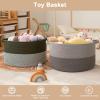 image:imageOIAHOMY 90L XXXLarge Blanket Basket for Living Room 217 x 138 Woven Cotton Rope Laundry Basket for Organizing Pillows Decorative Stuffed Animal Toy Storage Bin for Nursery White and Linen BrownLight Grey and Dark Grey