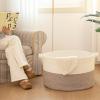 image:imageOIAHOMY 90L XXXLarge Blanket Basket for Living Room 217 x 138 Woven Cotton Rope Laundry Basket for Organizing Pillows Decorative Stuffed Animal Toy Storage Bin for Nursery White and Linen BrownGreen and Grey