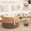 image:imageOIAHOMY 90L XXXLarge Blanket Basket for Living Room 217 x 138 Woven Cotton Rope Laundry Basket for Organizing Pillows Decorative Stuffed Animal Toy Storage Bin for Nursery White and Linen BrownJute and Black