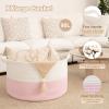 image:imageOIAHOMY 90L XXXLarge Blanket Basket for Living Room 217 x 138 Woven Cotton Rope Laundry Basket for Organizing Pillows Decorative Stuffed Animal Toy Storage Bin for Nursery White and Linen BrownWhite and Pink
