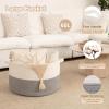 image:imageOIAHOMY 90L XXXLarge Blanket Basket for Living Room 217 x 138 Woven Cotton Rope Laundry Basket for Organizing Pillows Decorative Stuffed Animal Toy Storage Bin for Nursery White and Linen BrownWhite and Light Grey