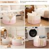 image:imageOIAHOMY 90L XXXLarge Blanket Basket for Living Room 217 x 138 Woven Cotton Rope Laundry Basket for Organizing Pillows Decorative Stuffed Animal Toy Storage Bin for Nursery White and Linen BrownWhite and Pink
