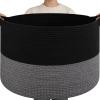 image:imageOIAHOMY 90L XXXLarge Blanket Basket for Living Room 217 x 138 Woven Cotton Rope Laundry Basket for Organizing Pillows Decorative Stuffed Animal Toy Storage Bin for Nursery White and Linen BrownBlack and Grey