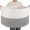 image:imageOIAHOMY 90L XXXLarge Blanket Basket for Living Room 217 x 138 Woven Cotton Rope Laundry Basket for Organizing Pillows Decorative Stuffed Animal Toy Storage Bin for Nursery White and Linen BrownWhite and Light Grey