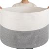 image:imageOIAHOMY 90L XXXLarge Blanket Basket for Living Room 217 x 138 Woven Cotton Rope Laundry Basket for Organizing Pillows Decorative Stuffed Animal Toy Storage Bin for Nursery White and Linen BrownWhite and Light Grey