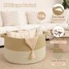 image:imageOIAHOMY 90L XXXLarge Blanket Basket for Living Room 217 x 138 Woven Cotton Rope Laundry Basket for Organizing Pillows Decorative Stuffed Animal Toy Storage Bin for Nursery White and Linen BrownJute and White