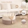 image:imageOIAHOMY 90L XXXLarge Blanket Basket for Living Room 217 x 138 Woven Cotton Rope Laundry Basket for Organizing Pillows Decorative Stuffed Animal Toy Storage Bin for Nursery White and Linen BrownWhite and Linen Brown