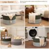 image:imageOIAHOMY 90L XXXLarge Blanket Basket for Living Room 217 x 138 Woven Cotton Rope Laundry Basket for Organizing Pillows Decorative Stuffed Animal Toy Storage Bin for Nursery White and Linen BrownGreen and Grey