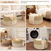 image:imageOIAHOMY 90L XXXLarge Blanket Basket for Living Room 217 x 138 Woven Cotton Rope Laundry Basket for Organizing Pillows Decorative Stuffed Animal Toy Storage Bin for Nursery White and Linen BrownJute and White