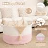 image:imageOIAHOMY 90L XXXLarge Blanket Basket for Living Room 217 x 138 Woven Cotton Rope Laundry Basket for Organizing Pillows Decorative Stuffed Animal Toy Storage Bin for Nursery White and Linen BrownWhite and Pink