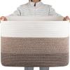 image:imageOIAHOMY 108L Super Large Blanket Basket 25x16x16108L Rectangle Woven Baskets for Storage Cotton Rope Basket For Living Room Toy Storage with Handle Gradient Dark BrownGradient Dark Brown