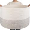 image:imageOIAHOMY 90L XXXLarge Blanket Basket for Living Room 217 x 138 Woven Cotton Rope Laundry Basket for Organizing Pillows Decorative Stuffed Animal Toy Storage Bin for Nursery White and Linen BrownBlack and White