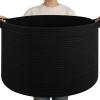 image:imageOIAHOMY 90L XXXLarge Blanket Basket for Living Room 217 x 138 Woven Cotton Rope Laundry Basket for Organizing Pillows Decorative Stuffed Animal Toy Storage Bin for Nursery White and Linen BrownBlack